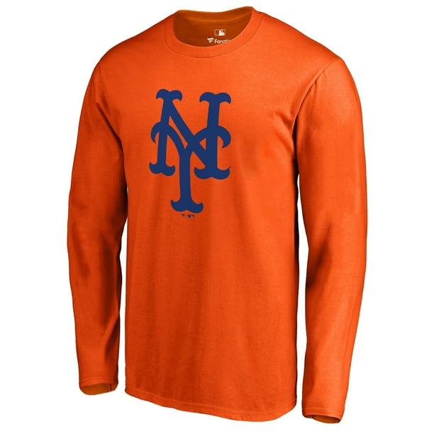 New York Mets Secondary Color Primary Logo Long Sleeve TShirt Orange