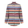 thumbnail image 5 of kaondbfi Women Cotton Shirt Printed Fashion Button Down Shirts Casual Tops Long Sleeve Blouse Womens Fashion Summer Essentials Clothing, 5 of 7
