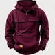 thumbnail image 1 of Suéter con capucha de color sólido para hombre de primavera y otoño, abrigo de suéter de cuero con múltiples bolsillos y deportes para jóvenes, 1 of 6