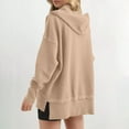 thumbnail image 7 of Craaazy Oversized Sweatshirts for Women Solid Color Hooded Button Long Sleeve Tops Gifts, 7 of 7