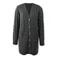 thumbnail image 4 of Babysbule Winter Jackets for Women Womens Long Sleeve Cable Knit Long Cardigan Open Front Button Sweater Outerwear, 4 of 7