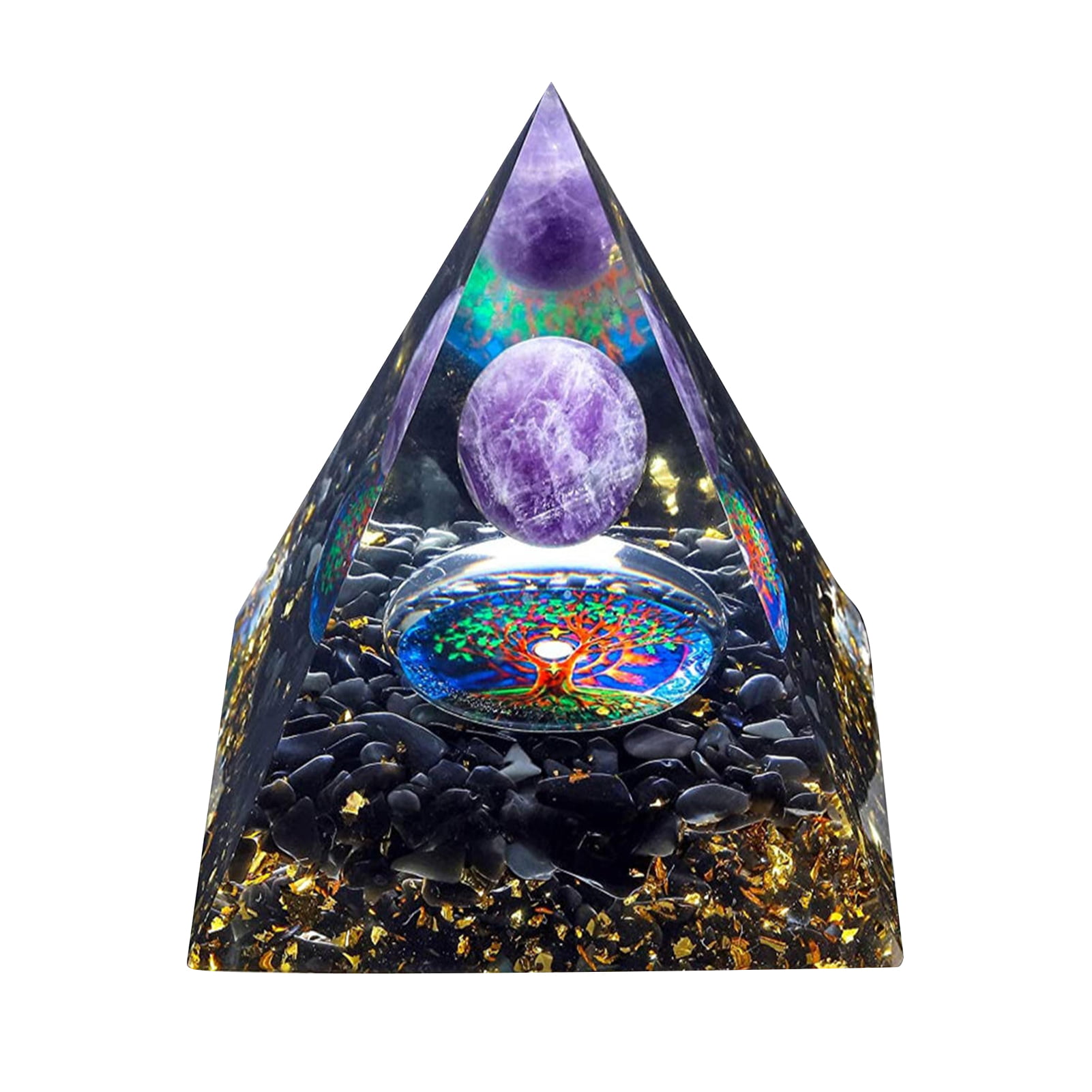 Lapis Lazuli Stone Pyramid Reiki Healing Crystal Symbols Energy Generator Gift 
