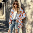 thumbnail image 5 of SCRAWLGOD Maple Leaf Open Front Cardigan for Women Long Lounge Cardigans for Women Clubs Long Sleeve Ladies Cardigan Sweaters with Pockets for Thanksgiving Fall Size 2XL, 5 of 7