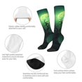 thumbnail image 6 of Lsque Green Night Sky Moon Branches Printed Crew Socks Men's Women's LightWeight Thin Casual Calf Socks ,Knee High Socks,Cotton Socks, 6 of 9