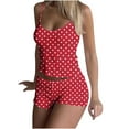 thumbnail image 5 of Button up Pajamas for Women New Women Loose Casual Printed Casual Two-Piece Beach Vacation Shorts with Pockets Short Sleeved Lapel Shirt Style B-6 Red M, 5 of 7