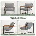 thumbnail image 5 of MAXYOYO Accent Chair,Sherpa Armchair for Living Room,Wooden Armrests Mid Century Modern Bedroom Reading Chair,Metal Frame Decorative Chair,Grey, 5 of 7