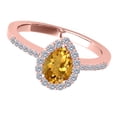 thumbnail image 3 of Mauli Jewels Engagement Rings for Women 1.40 Carat Diamond and Pear Shaped Citrine Ring 4-prong 10K Rose Gold, 3 of 6