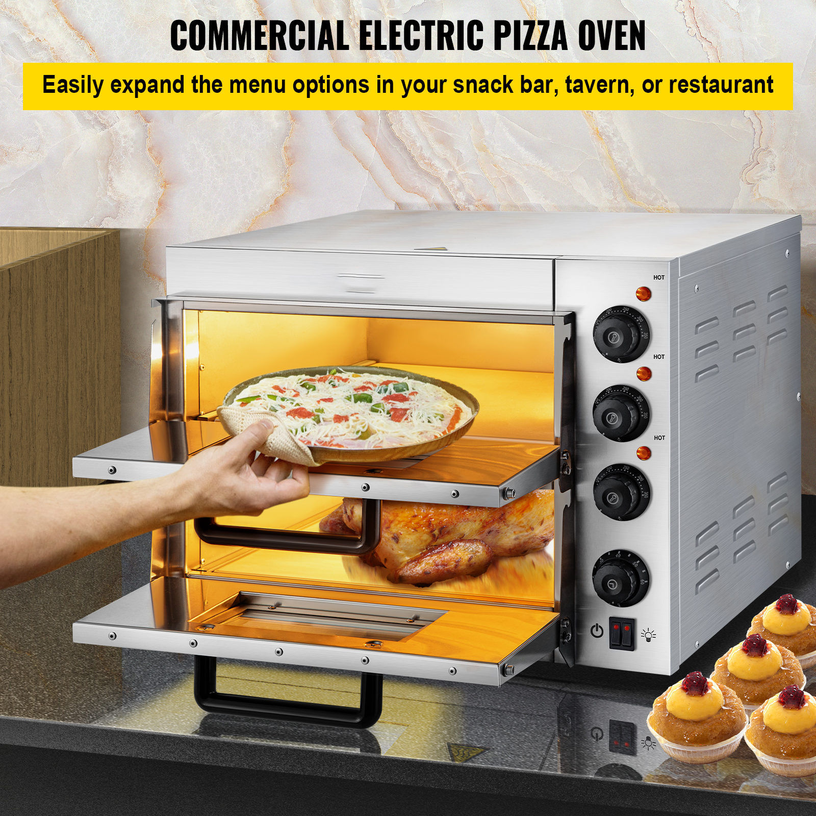 BENTISM Commercial Countertop Pizza Oven Electric Pizza Oven for 14" Pizza Indoor - image 2 of 9