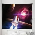 thumbnail image 1 of Galaxy Tapestry, Spaceship Flying in Milky Way Super Galactic Wander with Galaxy and Planets Art, Fabric Wall Hanging Decor for Bedroom Living Room Dorm, 5 Sizes, Magenta White, by Ambesonne, 1 of 1