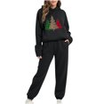 thumbnail image 1 of Puntoco Sudadera con capucha con estampado informal para mujer, tops de manga larga y pantalones largos, conjunto de dos trajes, liquidación Puntoco Puntoco-6386, 1 of 5