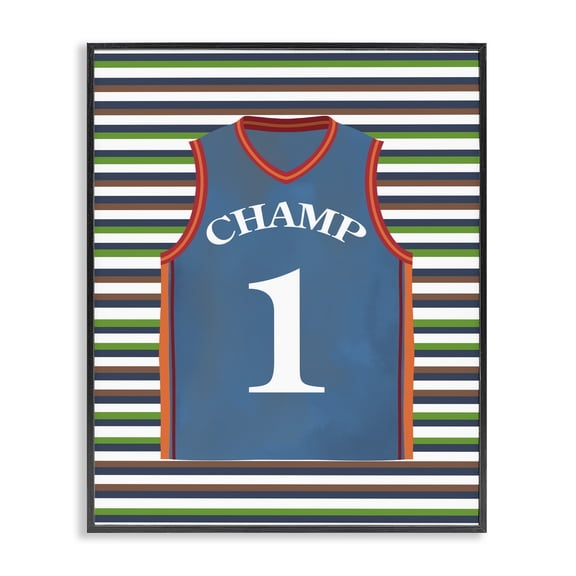 Stupell Industries Contemporary Stripes And Sports Jersey Black Framed Giclee Art, 11 x 14, by Marcus Prime