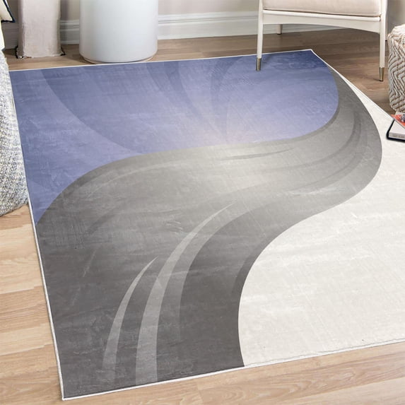 Contemporary Decorative Rug, Spiraling Stripes with Monochrome Tones Modern Art Inspirations Abstract, Quality Carpet for Bedroom Dorm and Living Room, 6 Sizes, Grey White, by Ambesonne