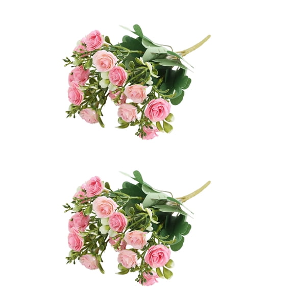 SLYNSHome 2Pcs Bouquets Artificial Rose Flowers Pink Vintage Fake Silk Mini Rose Flower for Wedding Bridal Home Decor Floral Centerpiece Arrangement Decoration
