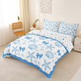 thumbnail image 3 of spefrowx Cartoon Coastal Duvet Cover Queen for Kids, Blue Shell Starfish Bowknot Queen Bedding, Stars Reversible, 3 Pieces, 1 Duvet Cover and 2 Pillowcases, 3 of 6