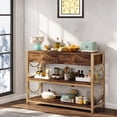 thumbnail image 2 of Accreate Light Luxury Console Table with Drawers, Entryway Table with 2 Shelves for Hallway, Rustic Brown Sofa Table with Gold U-Shaped Frame and Adjustable Feet, 2 of 7