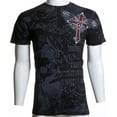 thumbnail image 4 of Archaic Affliction Men's T-Shirt RED FLAG Cross Wings Biker Black S-5XL, 4 of 7