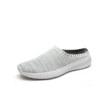 

Sanviglor Unisex Walking Shoes Slip On Mules Mesh Mule Sneakers Driving Breathable Lightweight Flats Comfort Knit Upper Clogs Gray 7.5
