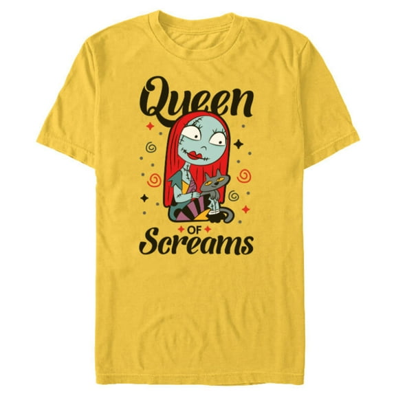 Disney The Nightmare Before Christmas Sally Queen of Screams - Short Sleeve Blended T-Shirt for Adults -Customized-Yellow