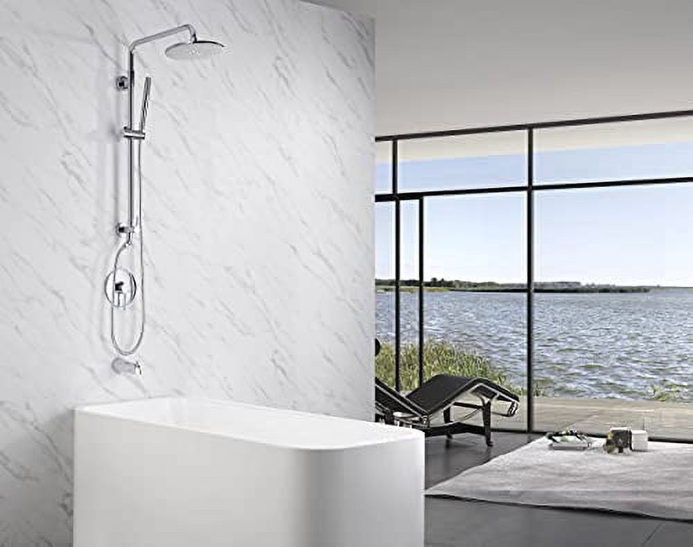 sumerain Retrofit Rain Shower Heads System with 9 Inch Shower Head 2.5GPM, Brass Handheld Shower, Slide Bar with Adjustable Holder, Brass Diverter and Shower Hose, Chrome Finish