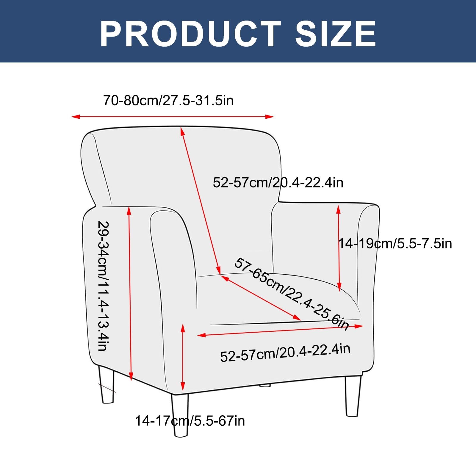 BH-JJSMGS Mid Century Modern Accent Chair Cover Jacquard Armchair Slipcover Soft Armchair Sofa Covers Removable Washable Chair Covers with Arms Furniture Protector for Living Room