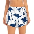 thumbnail image 4 of Lsque Cute Cartoon Dinosaurs Printed Women's Running Shorts with Liner Pockets,Elastic Quick Dry Workout Athletic Gym Yoga Shorts,Womens High Waist Shorts-Large, 4 of 9