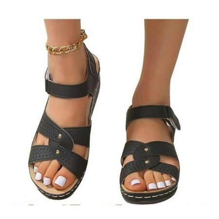 

Sandals for Women Plantar Fasciitis Feet Sandal Outdoor Flip Flops Beach Wedge Sandals for Women with Arch Support Raised soles Casual