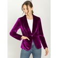 thumbnail image 3 of DARING DIVA Women's Velvet Office Coat Solid Shawl Collar Blazer S Violet Purple, 3 of 6