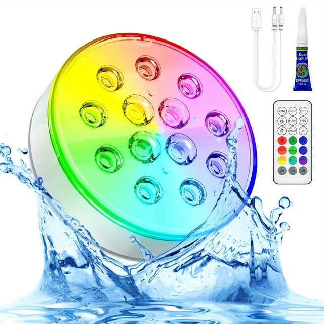 HLONK CRISLEX Rechargeable Pool Lights for Above Ground Pool Hot Tub Accessories - Upgraded Submersible LED Lights With Remote 16 Colors Lithium Battery USB Charging - For Pool Bath