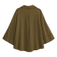 thumbnail image 4 of Molidfa Women's V-Neck 3/4 Sleeve Solid Button-Front Casual Shirt, 4 of 5