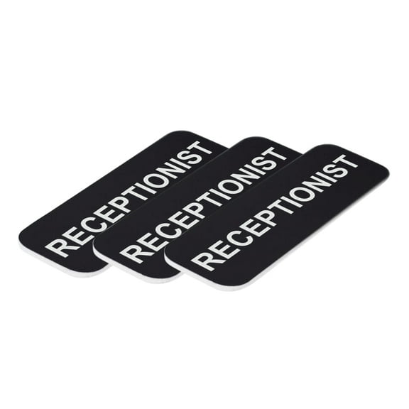 All Quality Badges Receptionist 1 x 3" Name Tag, Black (3 Pack)