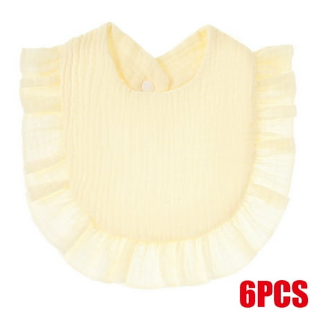 

6PCS Unisex Baby Bibs for Toddlers Adjustable with Snaps Beige 0-1year