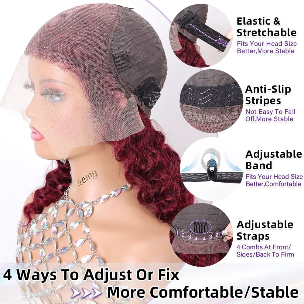 Curly Bob Wig Synthetic Wig Deep Wave 13x6 HD Lace Front Wigs For Black Women Hair Pre Plucked Wear And Go Glueless Short Wet And Wavy Chocolate Brown 12 Inch