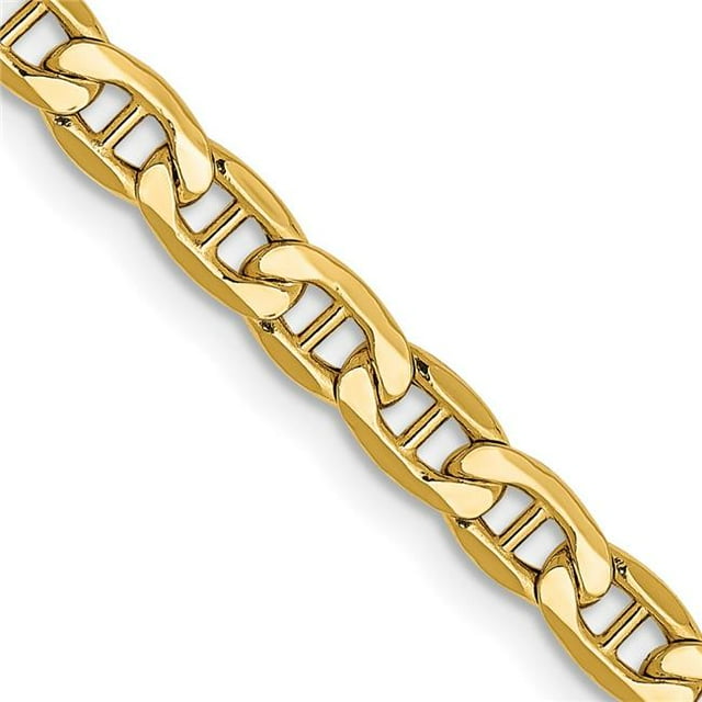 Quality Gold BC100-22 14K Yellow Gold 4 mm Semi-Solid 22 in. Anchor Chain
