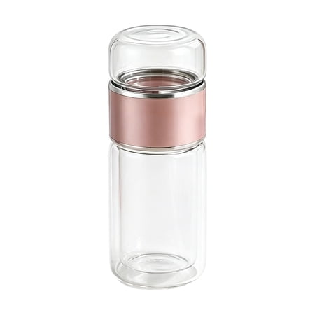 ZMKIAG Tea Tumbler Tea Infuser Bottle Double Layer Glass Travel Tea Mug Loose Leaf Tea Strainer Tea Cup Glass Tumbler Office Travel Home Tea Mug Fruit Water Tea Gift