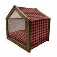thumbnail image 2 of Plaid Pet House, Lumberjack Fashion Buffalo Checks Pattern Retro Style Grid Composition, Outdoor & Indoor Portable Dog Kennel with Pillow and Cover, 5 Sizes, Orange Black, by Ambesonne, 2 of 5