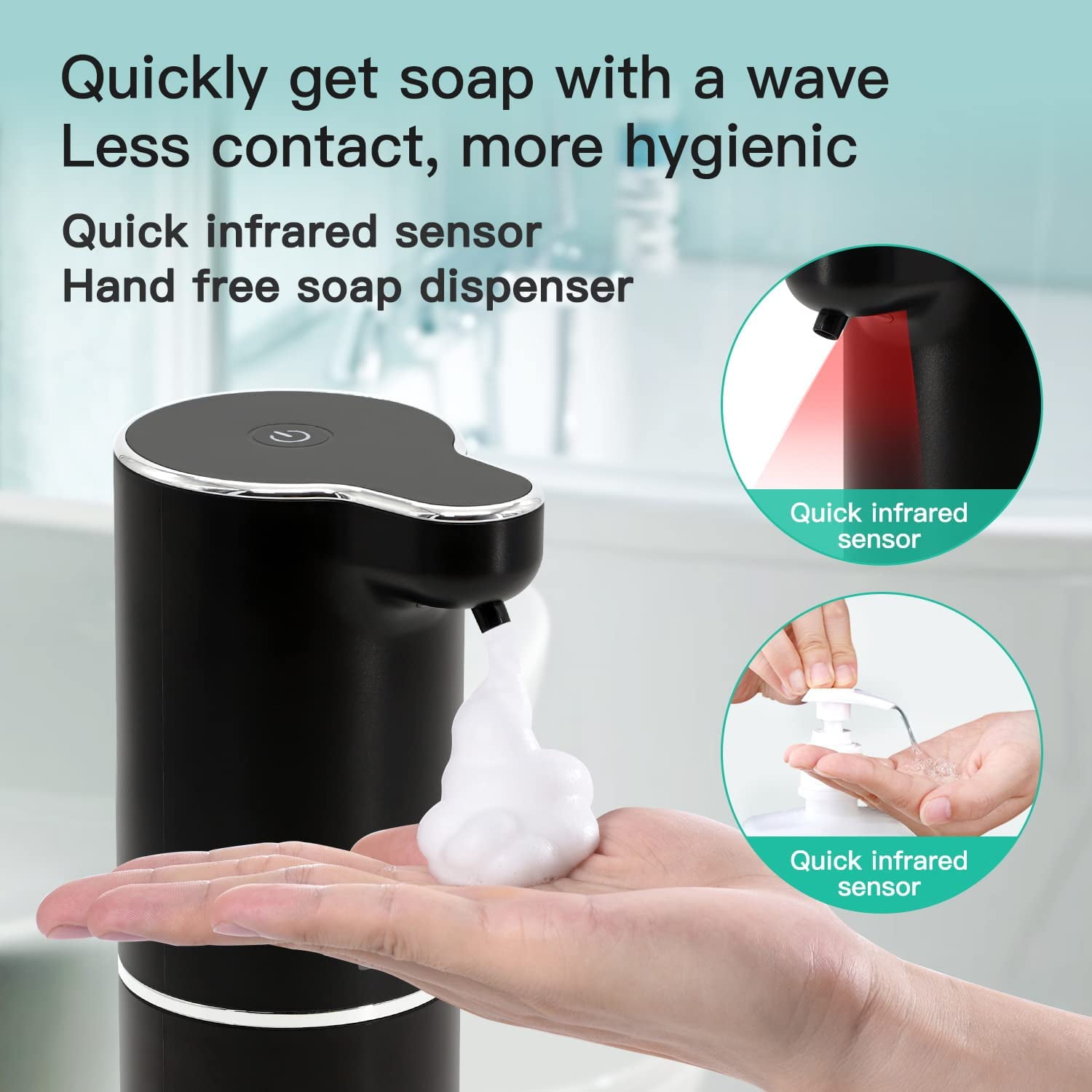 Rechargeable Hand Soap Dispenser 300mlx2 Self Adhesive And Shampoo