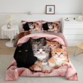 thumbnail image 2 of Manfei Cute Kitten Full Size Comforter Sets, Pet Animal Bedding Comforter Set, Pink, Pink Reversible, 3pcs, 1 Comforter and 2 Pillowcases, 2 of 7