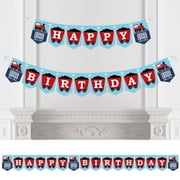 Big Dot of Happiness Railroad Party Crossing - Steam Train Birthday Party Bunting Banner - Birthday Party Decorations - Happy Birthday