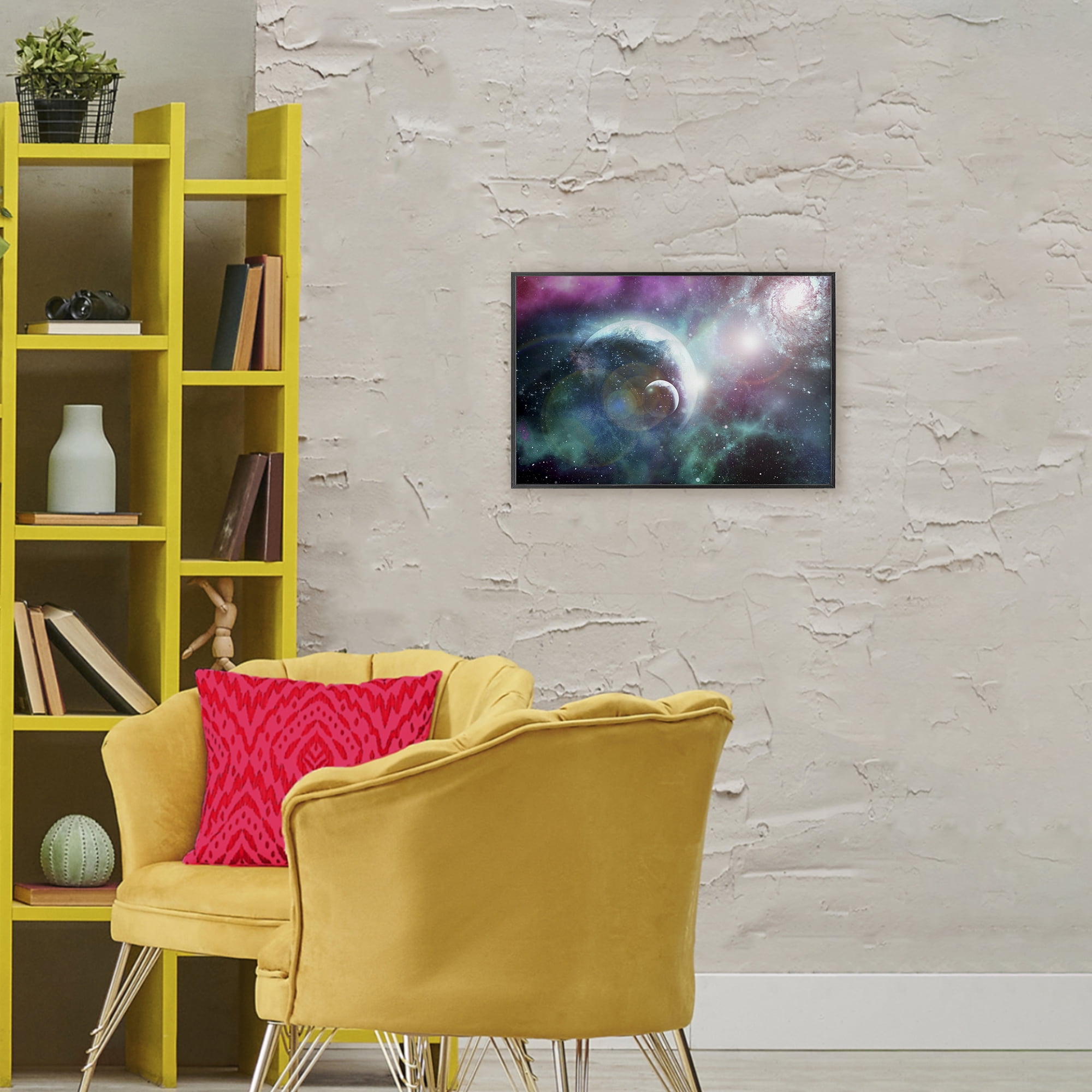 Eclipsing Cosmos Planets Black Framed Giclee Art, design by Ali Chris