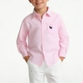 thumbnail image 4 of Kids Cotton Shirt for Boys, Long Sleeve Button Down with Puppy Embroidery, Casual & Dress School Shirt, Pink, Sizes 3-16 Years,Size 15-16 T, 4 of 7