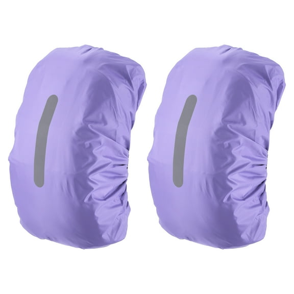 Uxcell 40-50L Waterproof Backpack Rain Cover 2 Pcs with Vertical Reflective Strap, M, Purple
