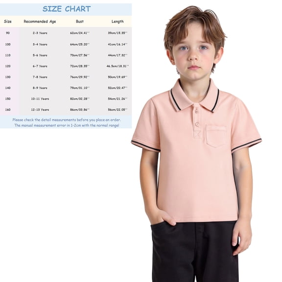 Polo Shirt Boys Pink Girls Short Sleeve Shirt Girls School Uniform Summer Casual Breathable Tween Boys Size 10-11 Years Clothes