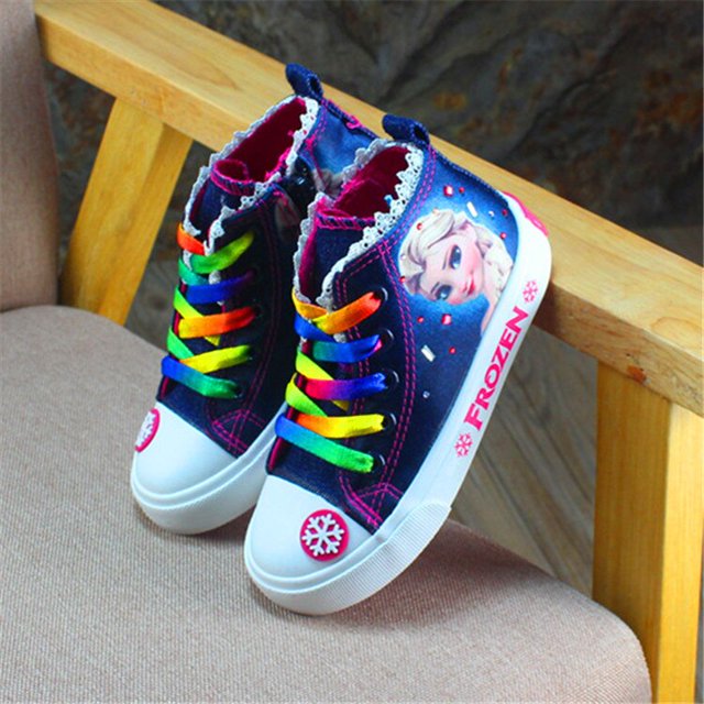 Zapatos casuales de alta calidad de Disney, zapatos de lona a la moda para otoño e invierno, zapatos de elsa con dibujos animados de frozen, plantilla 37 para chica salvaje, 22 CM Gao Jinjia LED