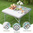 thumbnail image 4 of Multicolor Ethnic Geometric Border Pattern Square Fitted Tablecloth with Elastic Edge,Square Table Cover,Washable Elastic Table Cover for Home Kitchen Party Decor 34"x34", 4 of 6