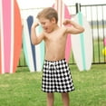 thumbnail image 4 of FORMRS Boys Swim Trunks Quick Dry Mesh Liner Boardshorts Sizes XS-XL, Black and White Geometric, 4 of 7