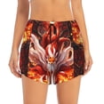 thumbnail image 2 of Susaid Red Leaf Flame Fox Print Women's High Waisted Running Shorts Quick Dry Athletic Gym Track Workout Shorts Zip Pocket-X-Large, 2 of 7