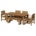thumbnail image 4 of Better Homes & Gardens Ezra 6-Piece Outdoor HDPE Dining Set with Bench, Teak, 4 of 9