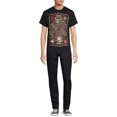 thumbnail image 2 of Teelocity Men's Skeleton King Broken Heart Playing Card Black Relaxed Fit Short Sleeve Graphic T-Shirt, 2 of 5