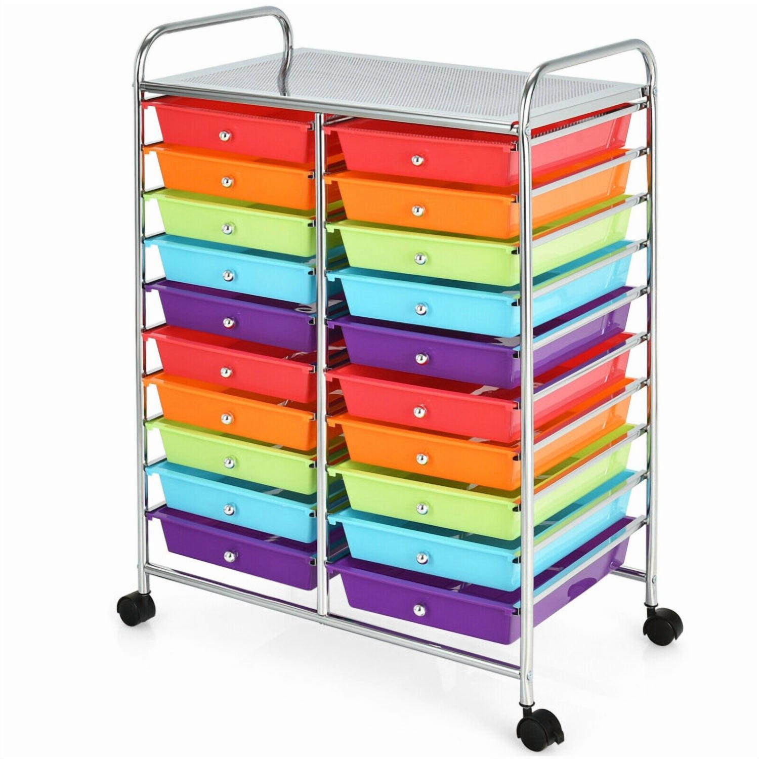 Barara King File Cabinet, Filing Cabinet Organizer,20 Drawers Storage Rolling Cart Studio Organizer-Multicolor