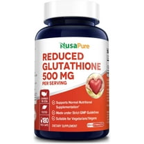 NusaPure 500mg Reduced Glutathione: 180 Veggie Caps, Vegan, Non-GMO, Dietary Supplement for Adult Unisex Better Health & Wellness